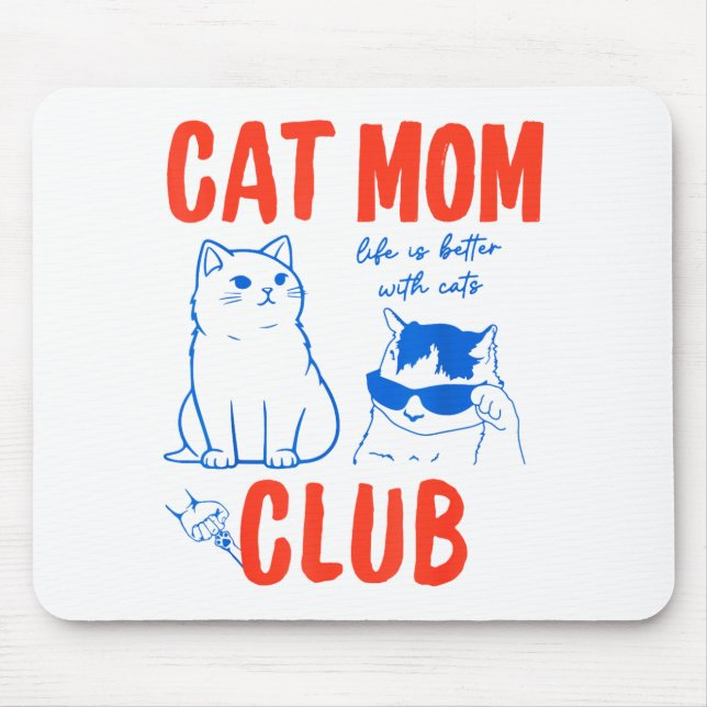 Retro Cat Mom Club Funny Cat Meme Mama Grandma Mot Musmatta (Framsidan)