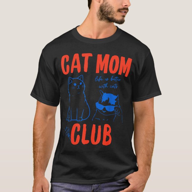 Retro Cat Mom Club Funny Cat Meme Mama Grandma Mot T Shirt (Framsida)