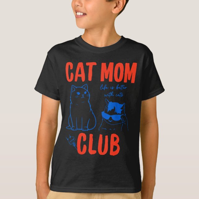 Retro Cat Mom Club Funny Cat Meme Mama Grandma Mot T Shirt (Framsida)