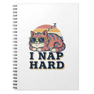 Retro Cat Nap Quote Lined Notebook Anteckningsbok