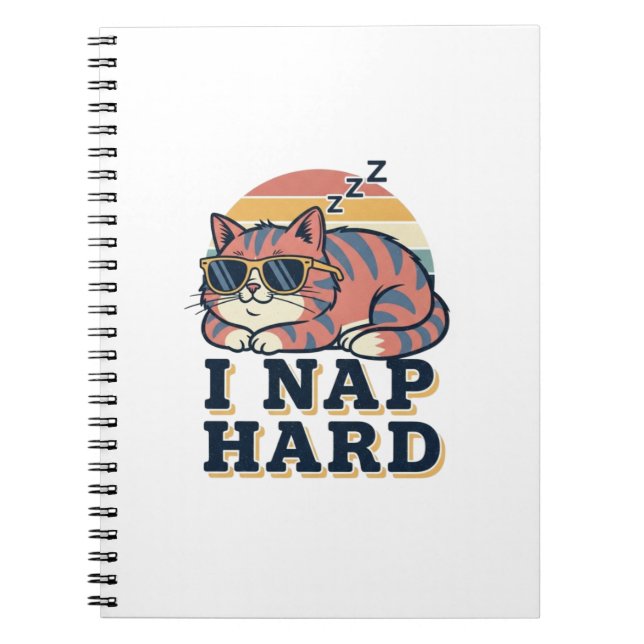 Retro Cat Nap Quote Lined Notebook Anteckningsbok (Framsidan)