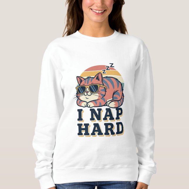 Retro Cat Nap Quote Women’s Sweatshirt T Shirt (Framsida)