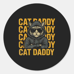 Retro Cat pappa Stil Animal Gift För manar Women K Runt Klistermärke