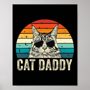 Retro Cat Pappa Vintage Distress Maine Coon Cat Poster