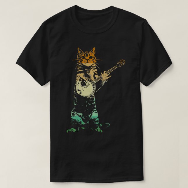 Retro Cat Pay Banjo Cute Kitten Banjo Player C T Shirt (Design framsida)