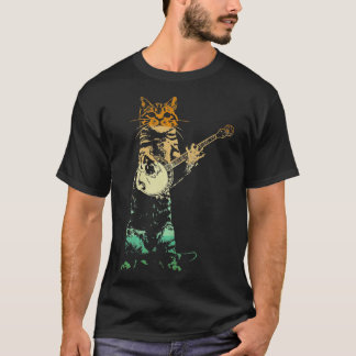 Retro Cat Pay Banjo Cute Kitten Banjo Player C T Shirt