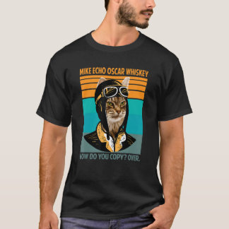 Retro Cat Pilot Meow Kattunge Owner Päls Paret T Shirt