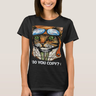 Retro Cat Pilot MEOW Kattunge Owner Päls Parti 3 T Shirt