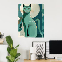 Retro Cat Print Poster för Cat Lovers Birthday