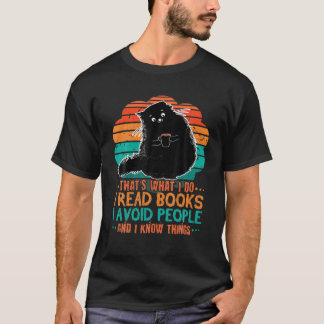 Retro Cat Read Bokar Undvik människobokning Bok r T Shirt