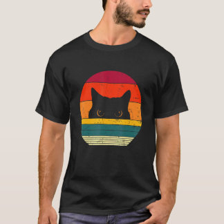 Retro Cat Shirt, Vintage Black Cat Lover T Shirt