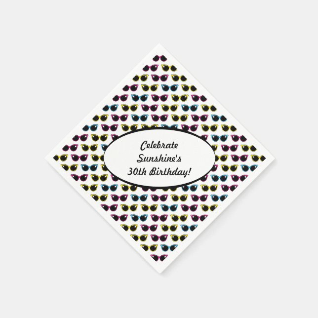 Retro Cat Sunglasses Mönster Pappersservett (Hörn)