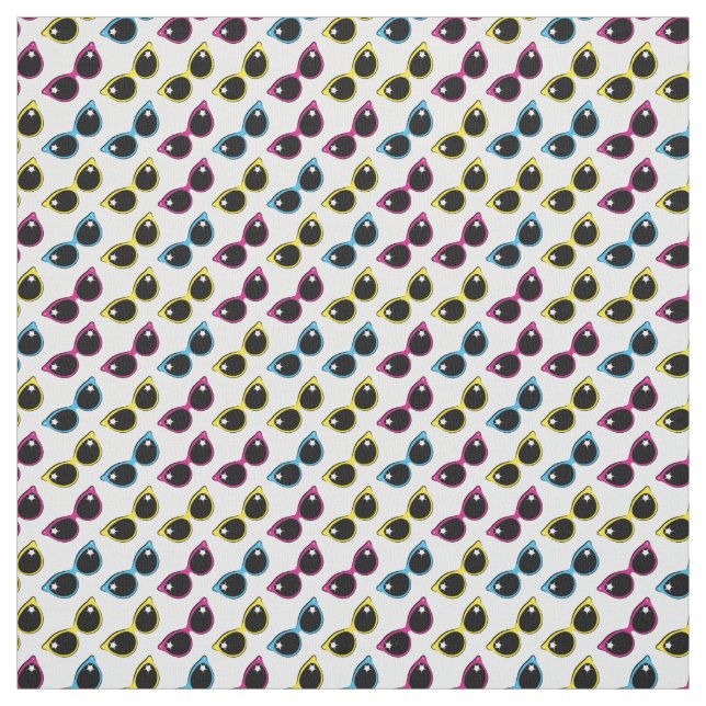 Retro Cat Sunglasses Mönster Tyg (Provkarta)