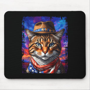 Retro Cat Usa American Flagga Kitten Kattunge Älsk Musmatta
