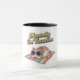Retro Cat Vacation Brain Color Inside Mug Mugg