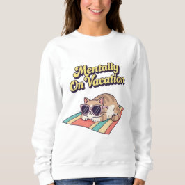 Retro Cat Vacation Brain Women’s Sweatshirt T Shirt