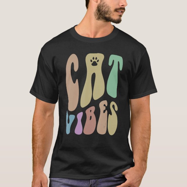 Retro CAT VIBES Tass Humor Pet Loving Mamma Groovy T Shirt (Framsida)
