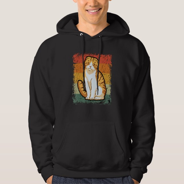 Retro Cat  Vintage Scottish Fold Cat Hoodie (Framsida)