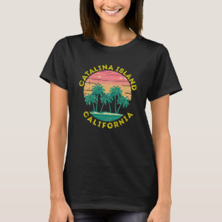 Retro Catalina Island Vacation Souvenir Palm Tree T Shirt