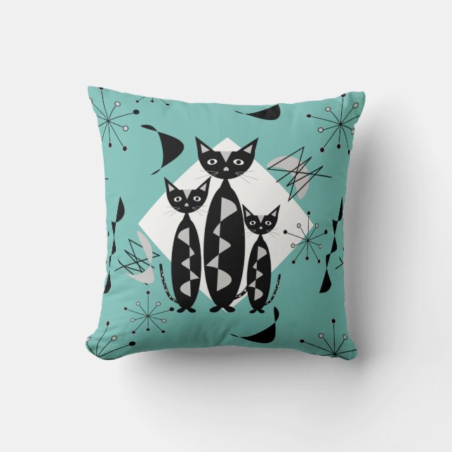 Retro Cats Atomic Starburst Modern Mid Centres Kudde (Framsida)