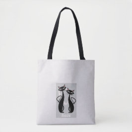 Retro Cats Funny Tote Bag - Uppspelning och Snyggt Tygkasse