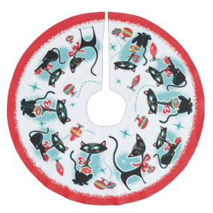 Retro Cats-jul Julgransmatta Borstad Polyester