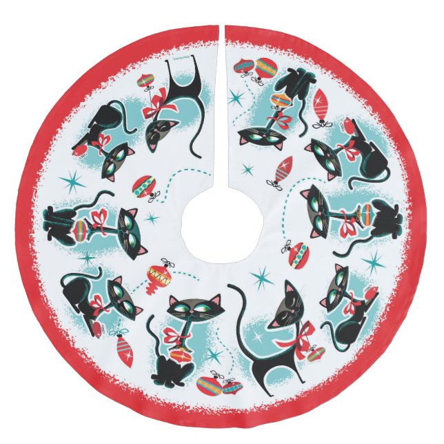 Retro Cats-jul Julgransmatta Borstad Polyester (Framsidan)