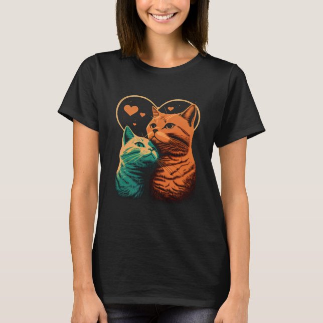 Retro Cats Kärlek Cat Graphic Tees Manar Women Boy T Shirt (Framsida)