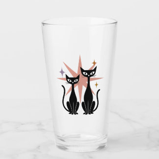 Retro Cats Rosa Atomic Starburst Glass | Mellancen Glaskopp