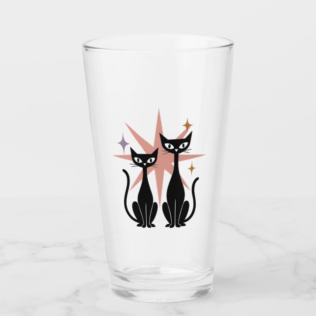 Retro Cats Rosa Atomic Starburst Glass | Mellancen Glaskopp (Framsida)
