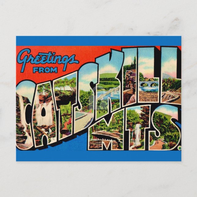 Retro Catskill-bergen  Vykort (Framsida)