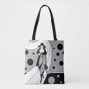 Retro Catwalk-modell, Vintage Art Deco-mote Tygkasse