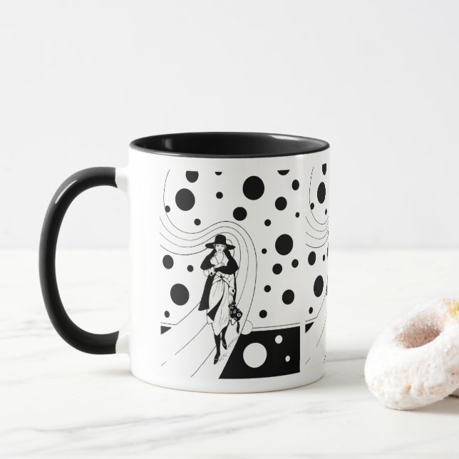 Retro Catwalkmodell, Vintage Art Deco-mote Mugg (Med munk)