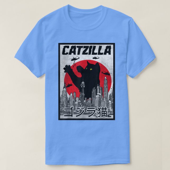 Retro Catzilla Cat Monster  T Shirt (Design framsida)