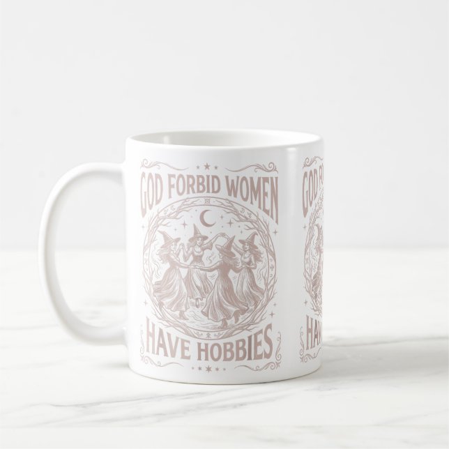 Retro Celestial Gud Förbjud Kvinnor Ha Hobbyer Kaffemugg (Vänster)