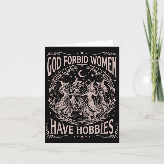 Retro Celestial Gud Förbjud Kvinnor Ha Hobbyer Kort (Framsida)