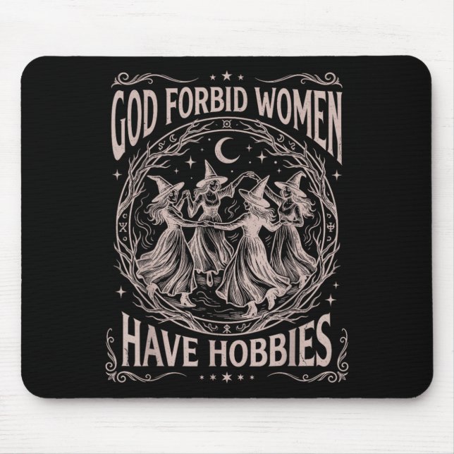 Retro Celestial Gud Förbjud Kvinnor Ha Hobbyer Musmatta (Framsidan)