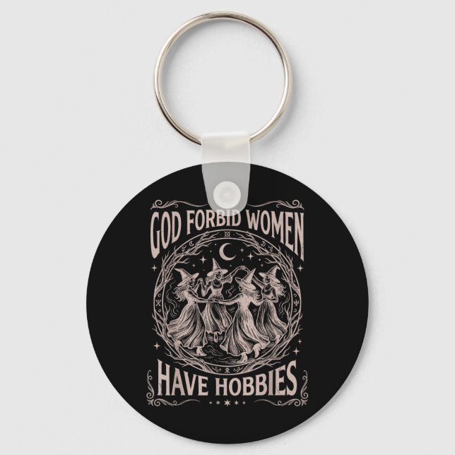 Retro Celestial Gud Förbjud Kvinnor Ha Hobbyer Nyckelring (Framsida)