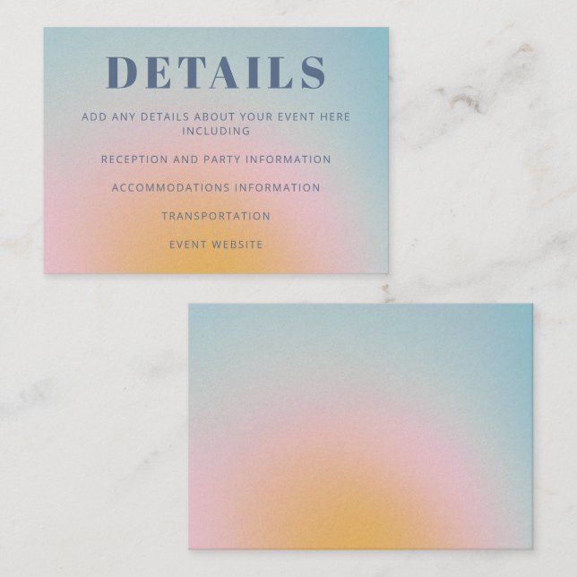 Retro Celestial Light Blue Gradient Bat mitzvah Tilläggskort (Fram/baksida)