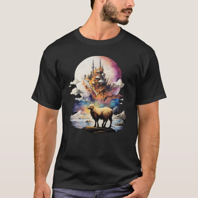 Retro Celestial Måne får Äventyr T Shirt (Framsida)