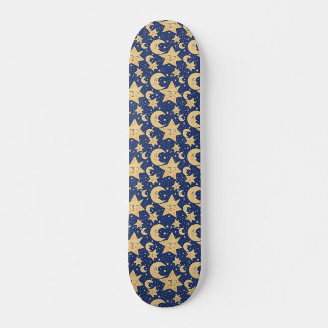 Retro Celestial Skateboard Deck Måne & Stars på 90 (Framsida)