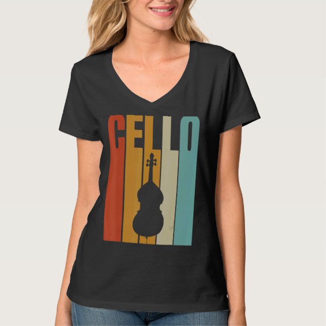Retro Cello Coola Cello Player T Shirt (Framsida)