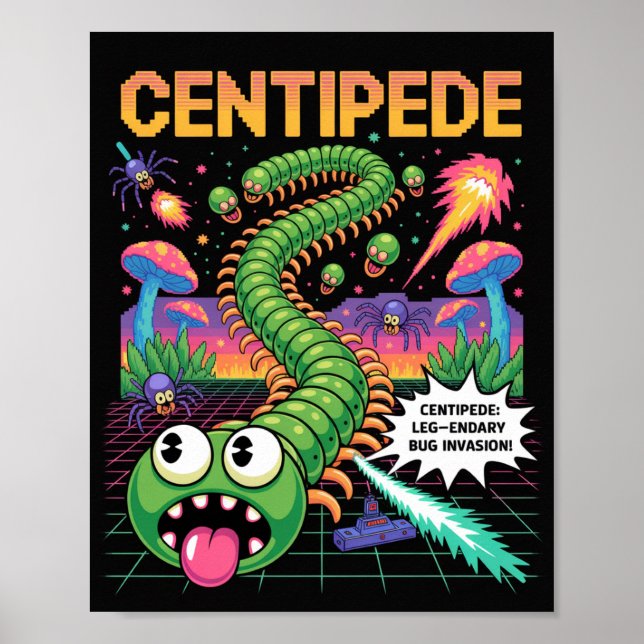 Retro Centipede Arcade Pixel Poster (Framsidan)