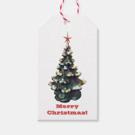 Retro ceramic Julgran Presentetikett