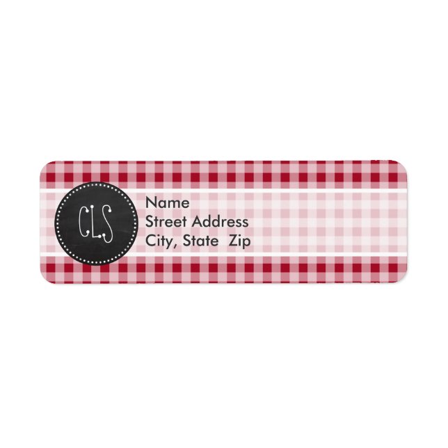 Retro Chalkboard; Carmine Red Gingham; Kontrollera Returadress Etikett (Framsidan)