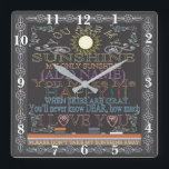 Retro Chalkboard du är min solskensklocka Fyrkantig Klocka<br><div class="desc">Minneshögtid din årsdag,  bröllop,  förlovning osv.,  med den här anpassningsbarnas personlig,  fyrkantiga klockan. Gör en vacker gåva. Artwork by Amelia Carrie</div>