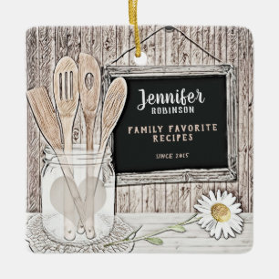 Retro Chalkboard, Mason Burk och Daisy Julgransprydnad Keramik