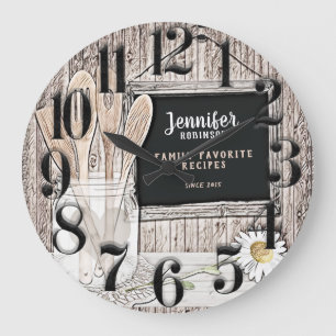 Retro Chalkboard, Mason Burk och Daisy Stor Klocka