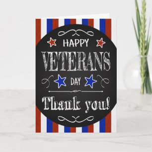 Retro Chalkboard Veterans Day w/ Stars och stripes Kort