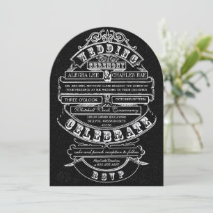 Retro Chalkboard Vintage Modern Bröllop Inbjudningar